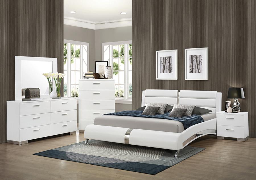 Jeremaine White California King Bed 5 Pc Set