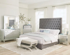 Camille Silver Eastern King Bed 4 Pc Set