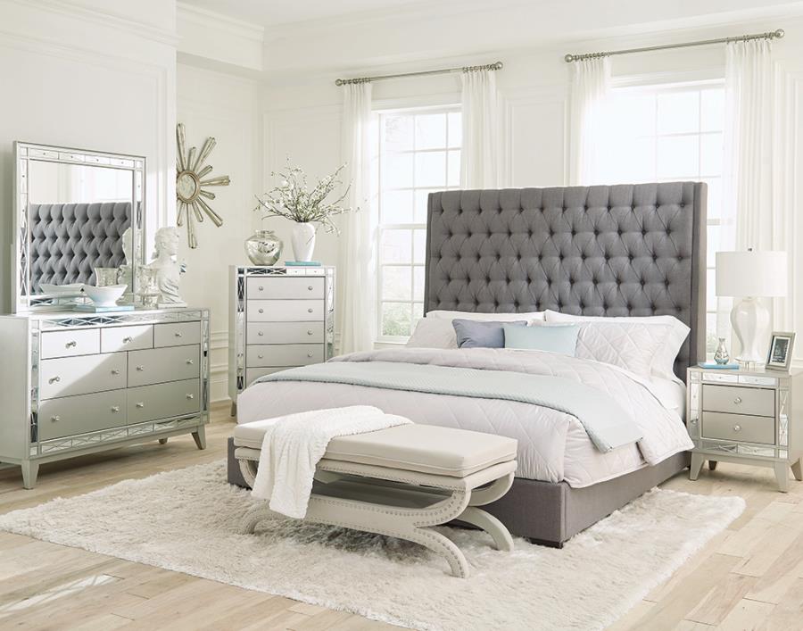 Camille Silver California King Bed 4 Pc Set