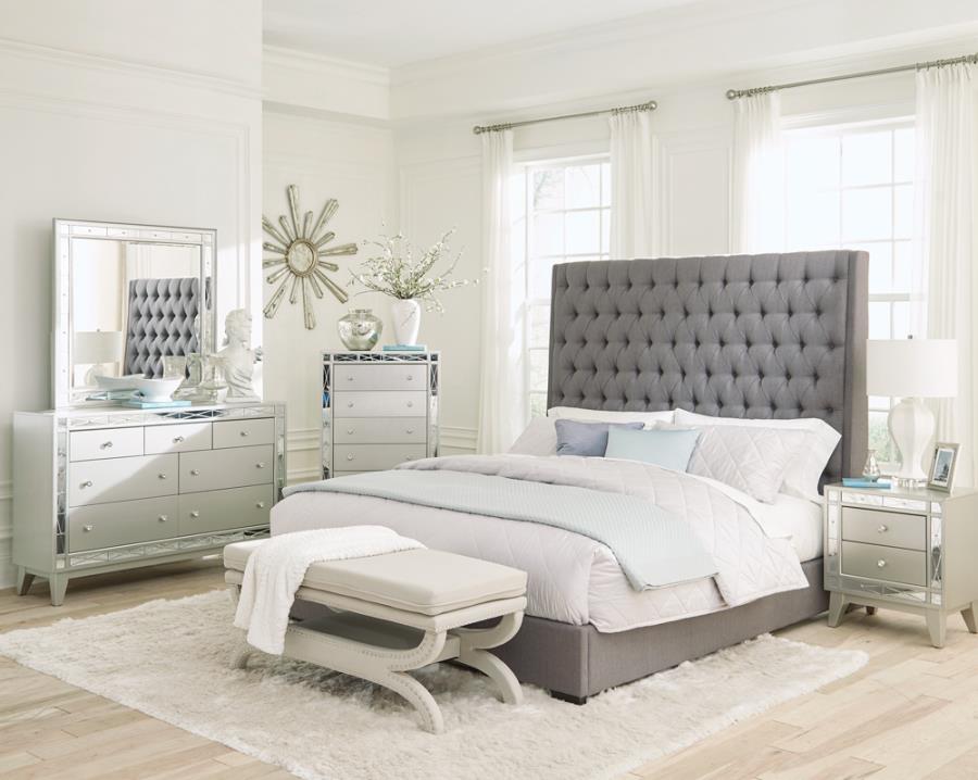Camille Silver California King Bed 5 Pc Set