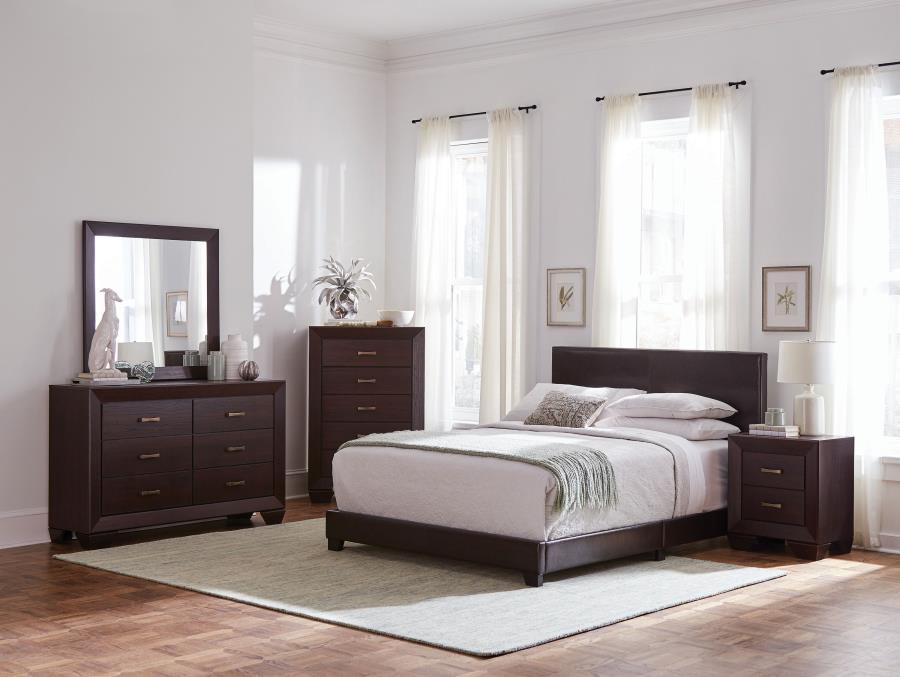 Dorian Brown Eastern King Bed 4 Pc Set