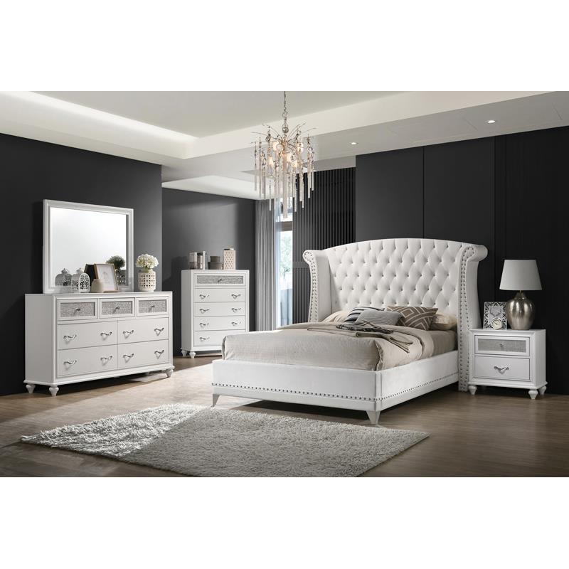 Barzini White Eastern King Bed 4 Pc Set