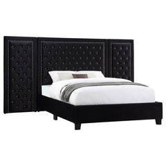 Hailey Black Eastern King Bed W/ Wing Panel