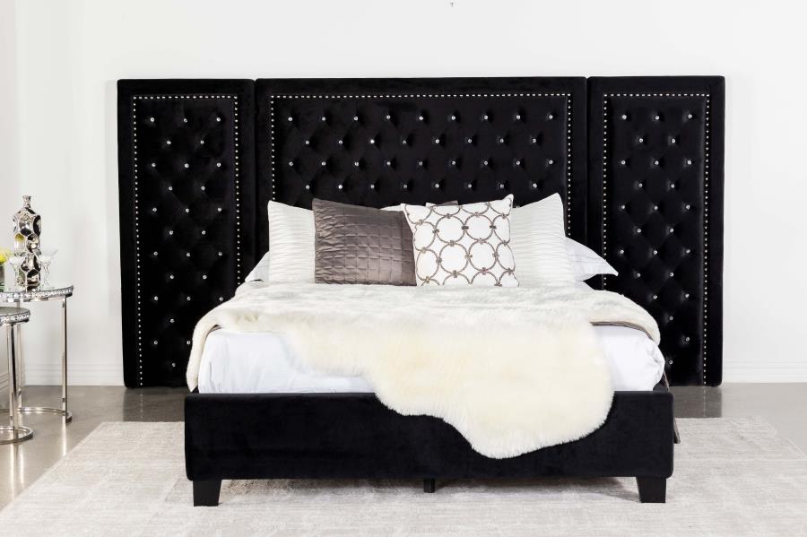 Hailey Black Eastern King Bed W/ Wing Panel