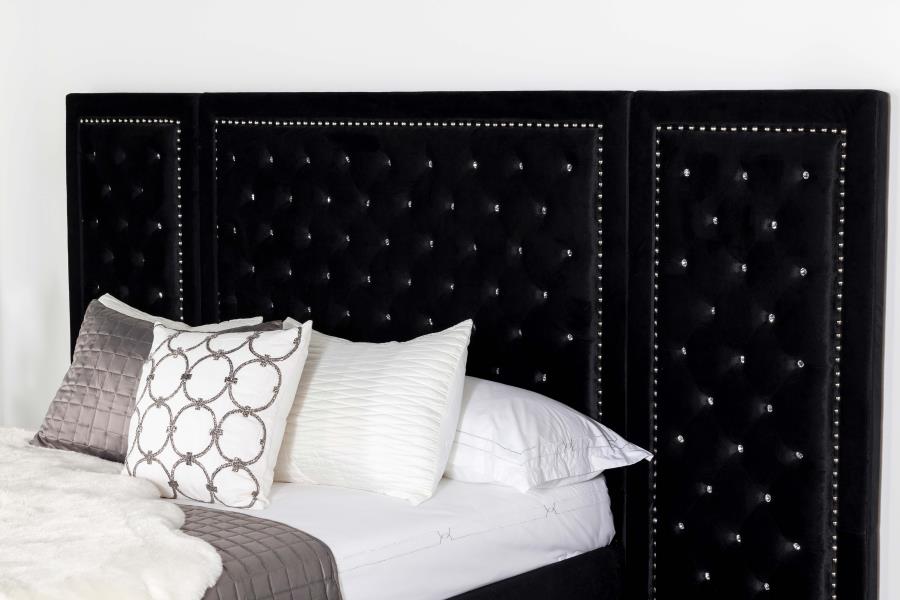 Hailey Black Eastern King Bed W/ Wing Panel