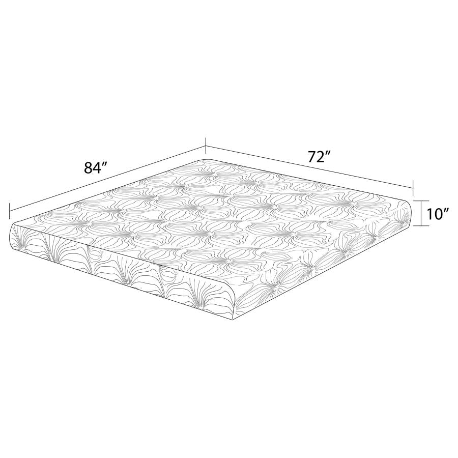 Key White 10" California King Memory Foam Mattress
