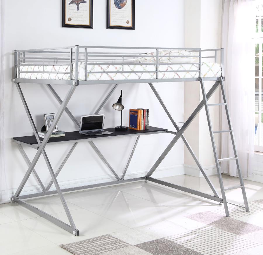 Hyde Silver Full Workstation Loft Bed