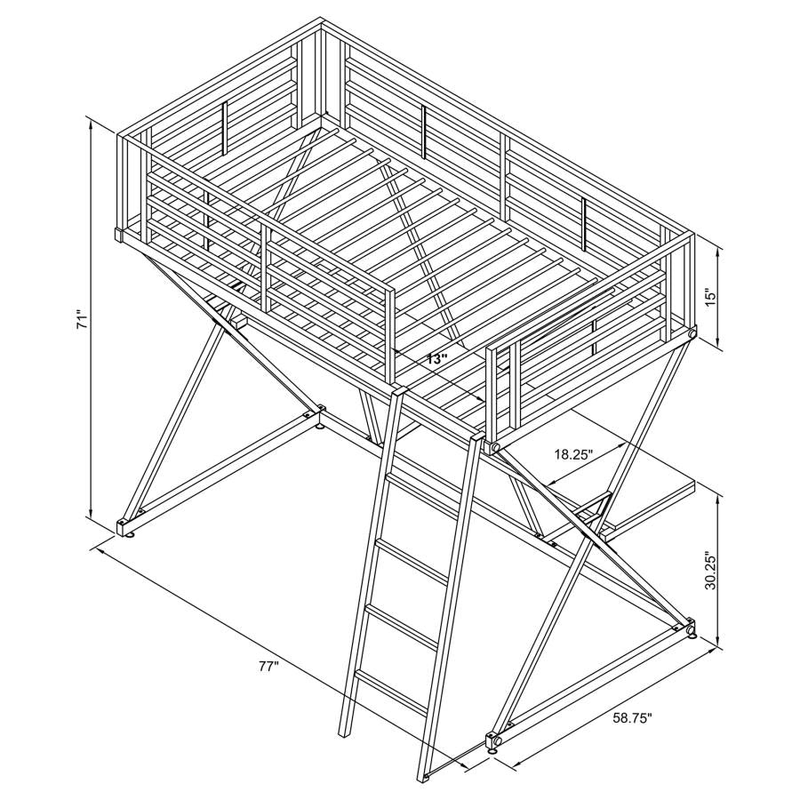 Hyde Silver Full Workstation Loft Bed