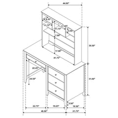 Selena Ivory Computer Desk W/ Hutch