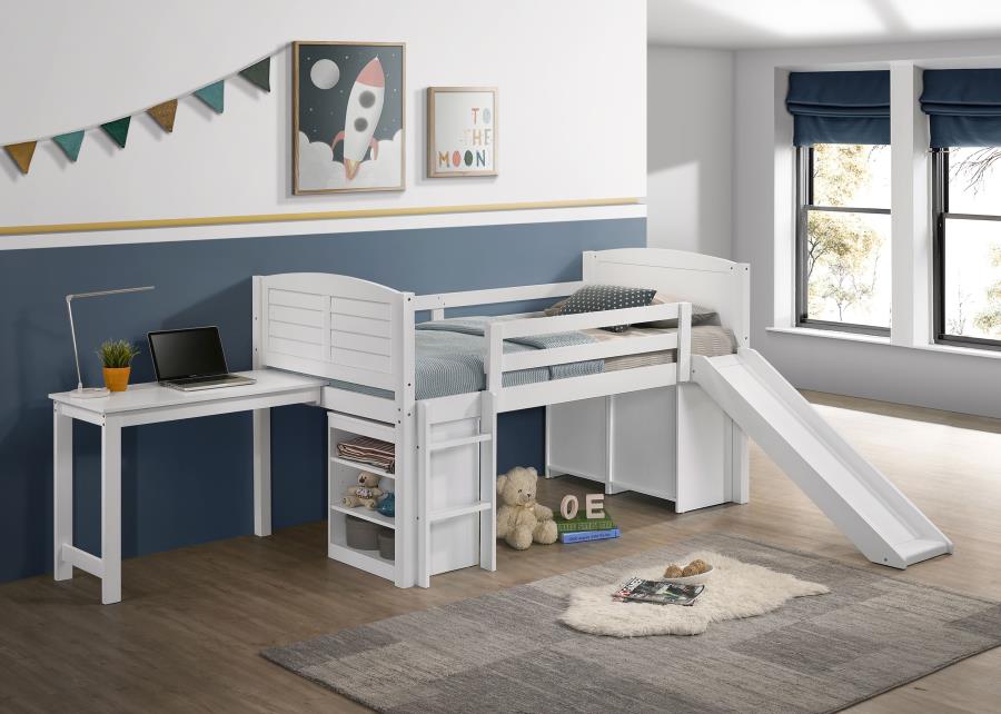 Millie White Twin Workstation Loft Bed