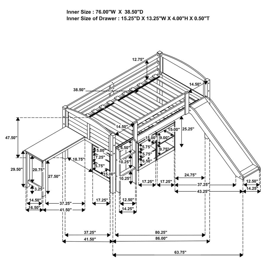 Millie White Twin Workstation Loft Bed