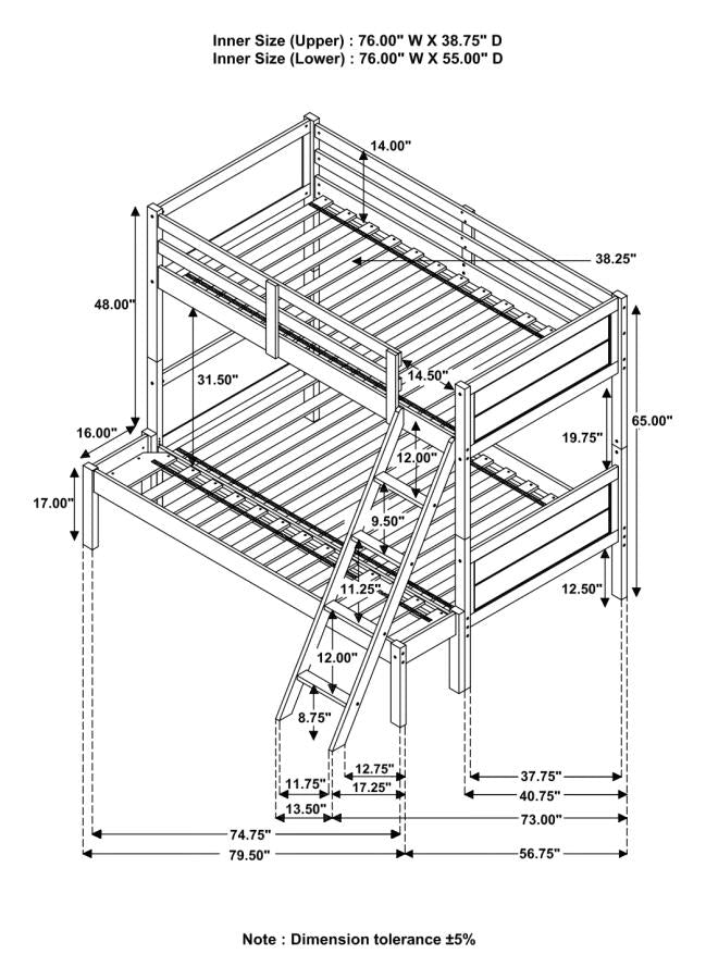 Ryder Grey Twin / Full Bunk Bed