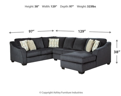 Eltmann 3-Piece Sectional with Ottoman - PKG001283