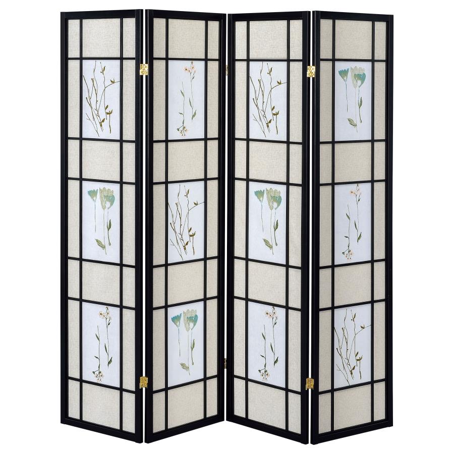 Catabella Black 4 Panel Room Divider