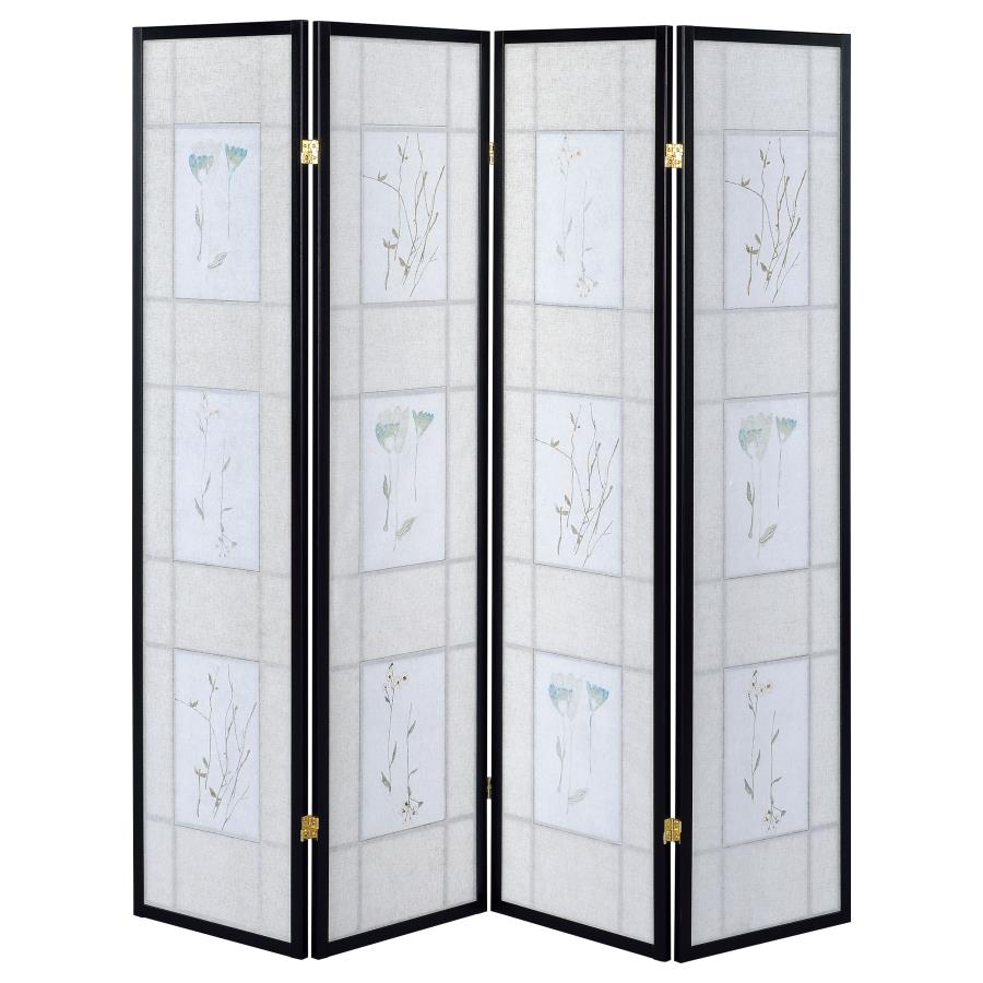 Catabella Black 4 Panel Room Divider
