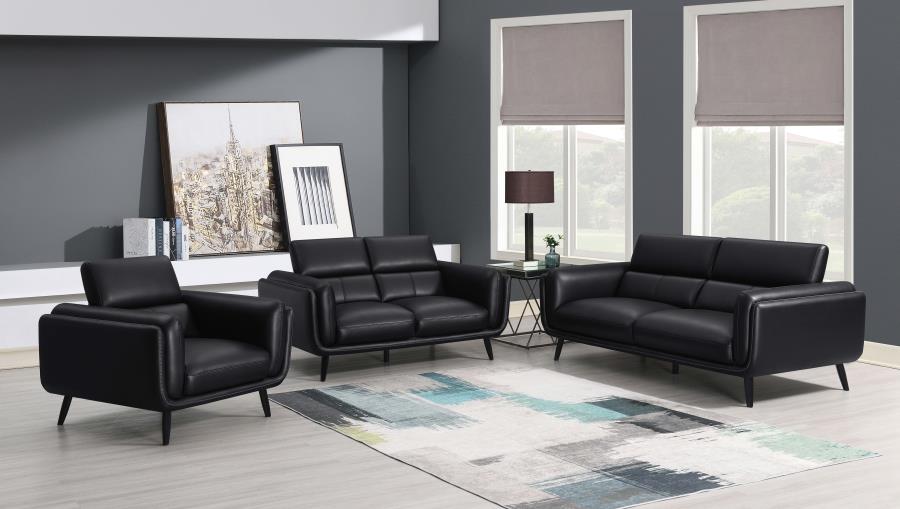 Shania Black 3 Pc Sofa Set