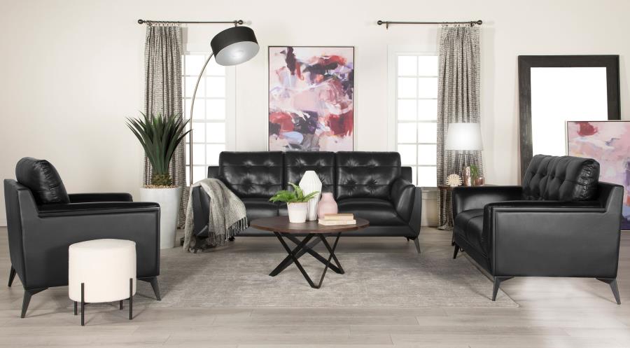 Moira Black 3 Pc Sofa Set