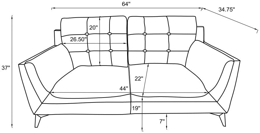 Moira Black Loveseat