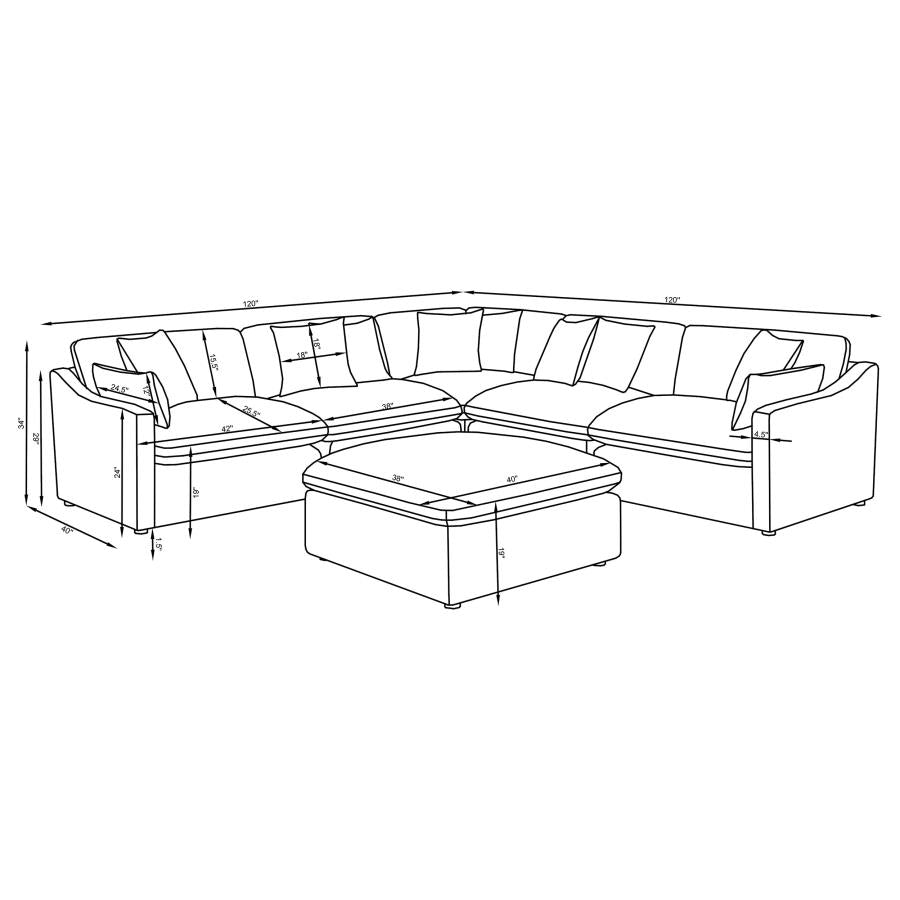 Hobson Ivory 6 Pc Sectional