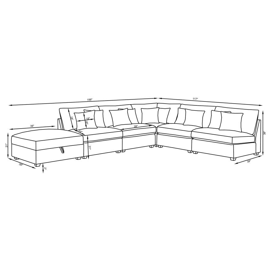 Cambria Grey 6 Pc Sectional