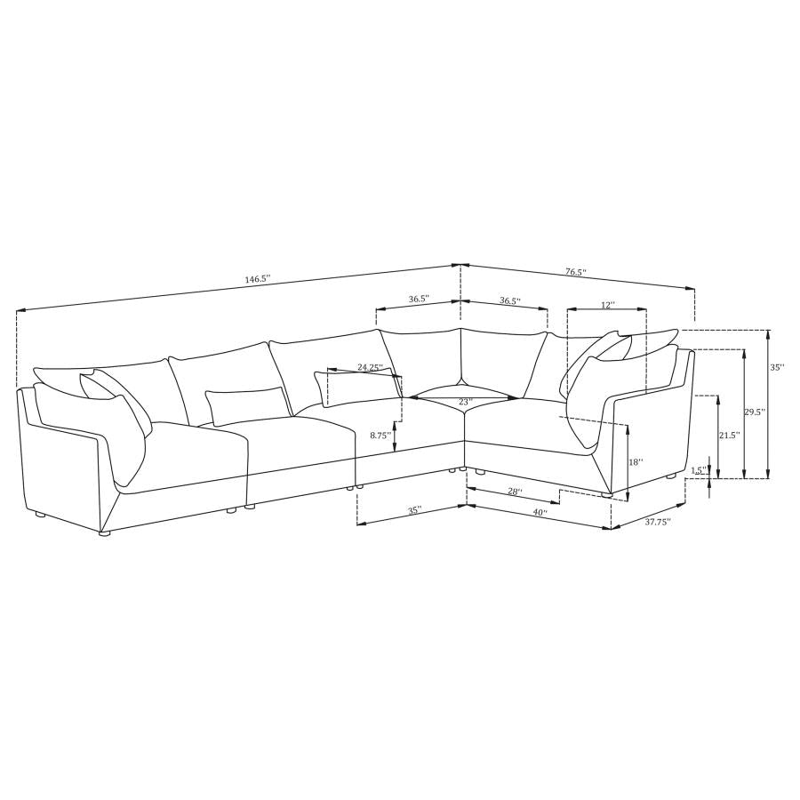 Sasha Black 5 Pc Sectional