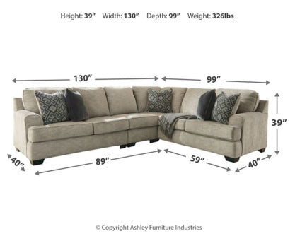 Bovarian 3-Piece Sectional with Ottoman - PKG001480