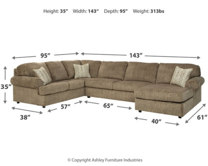 Hoylake 3-Piece Sectional with Ottoman - PKG008948