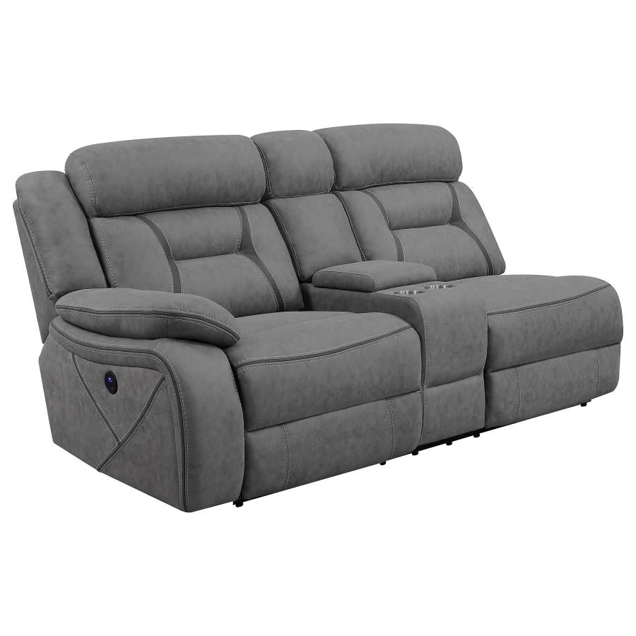 Higgins Grey Laf Power Loveseat