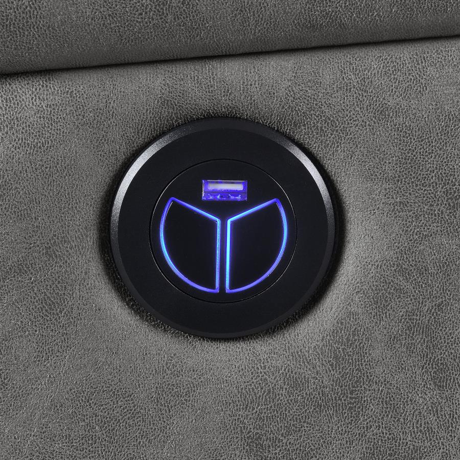 Higgins Grey Laf Power Loveseat