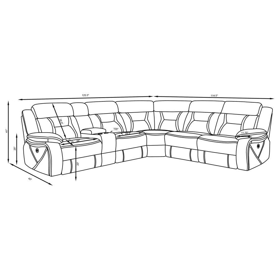 Higgins Grey 4 Pc Power Sectional