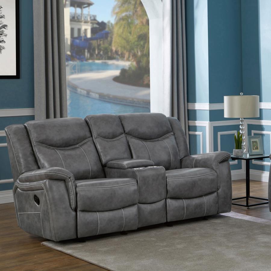 Conrad Grey Glider Loveseat W/ Power Outlet