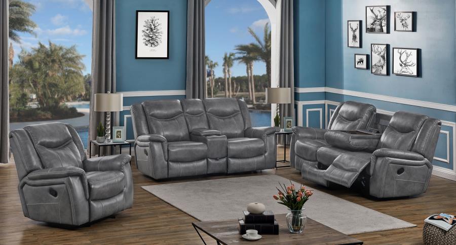 Conrad Grey Glider Loveseat W/ Power Outlet