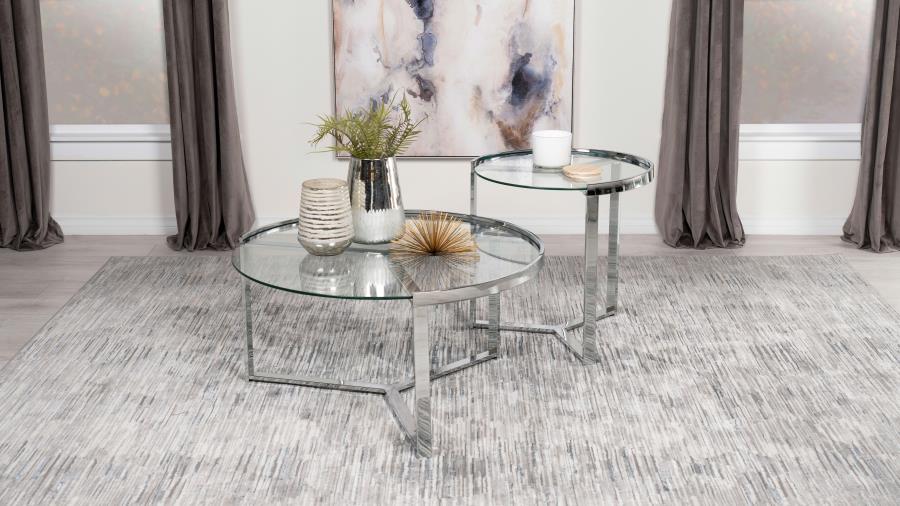 Delia Silver 2 Pc Nesting Coffee Table