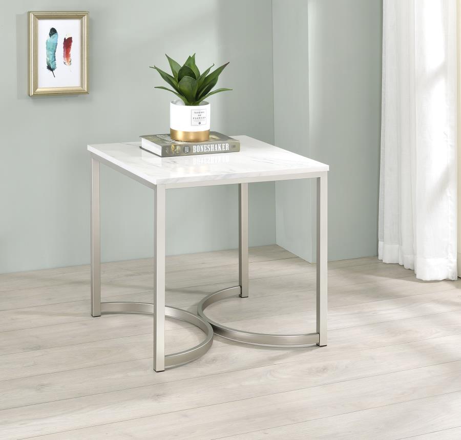 Leona White End Table