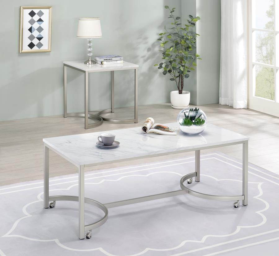 Leona White End Table