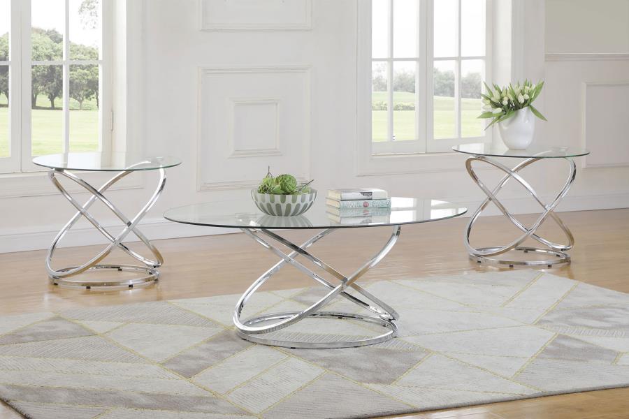 Warren Silver 3 Pc Coffee Table Set