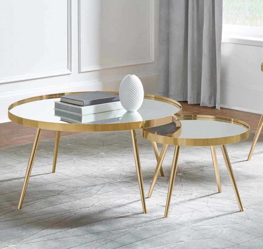 Kaelyn Gold 2 Pc Nesting Coffee Table