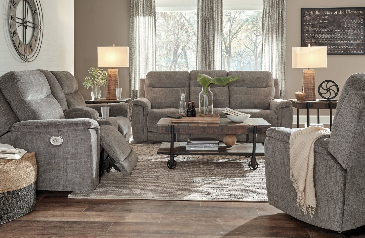 Mouttrie Sofa, Loveseat and Recliner