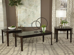 Amaro Brown 3 Pc Coffee Table Set