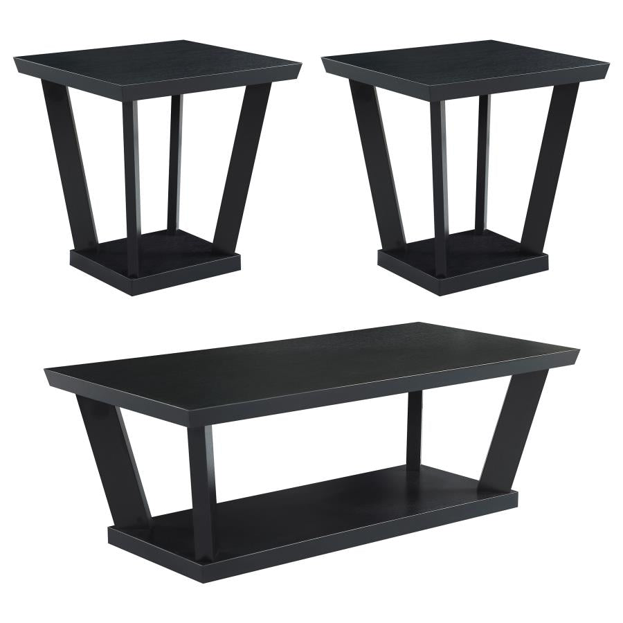 Aminta Black 3 Pc Coffee Table Set