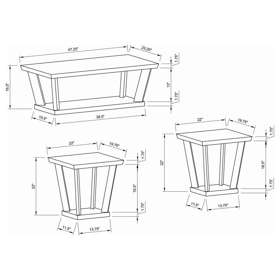 Aminta Black 3 Pc Coffee Table Set