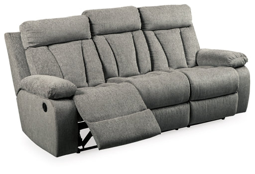 Mitchiner Reclining Sofa with Drop Down Table - The Bargain Furniture