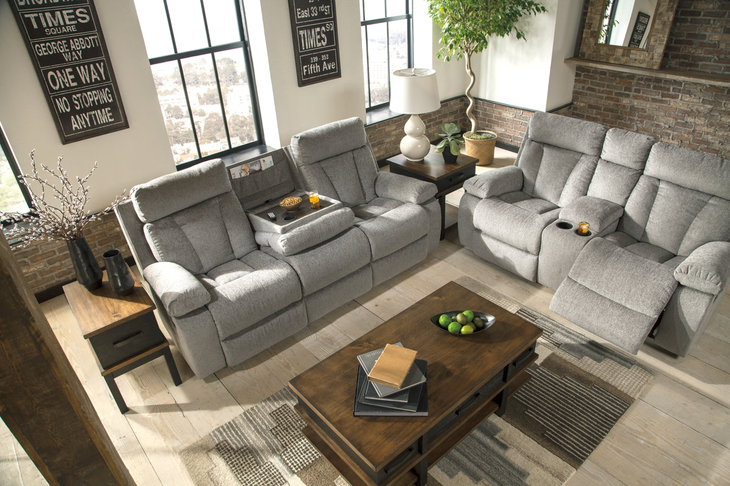 Mitchiner Reclining Loveseat with Console - The Bargain Furniture