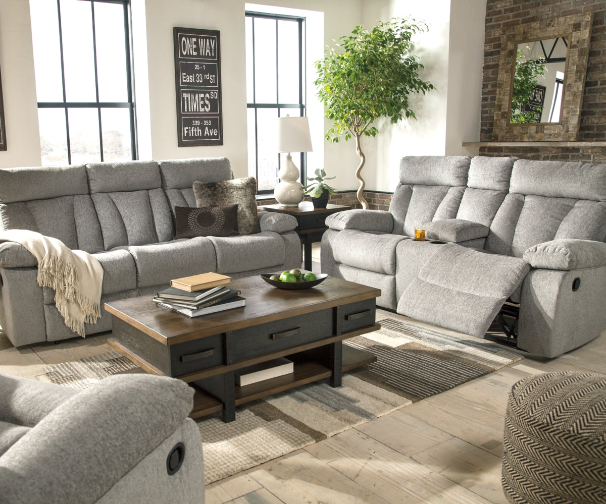 Mitchiner Reclining Sofa with Drop Down Table - The Bargain Furniture