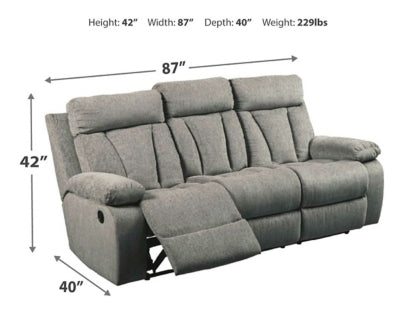 Mitchiner Reclining Sofa with Drop Down Table - The Bargain Furniture