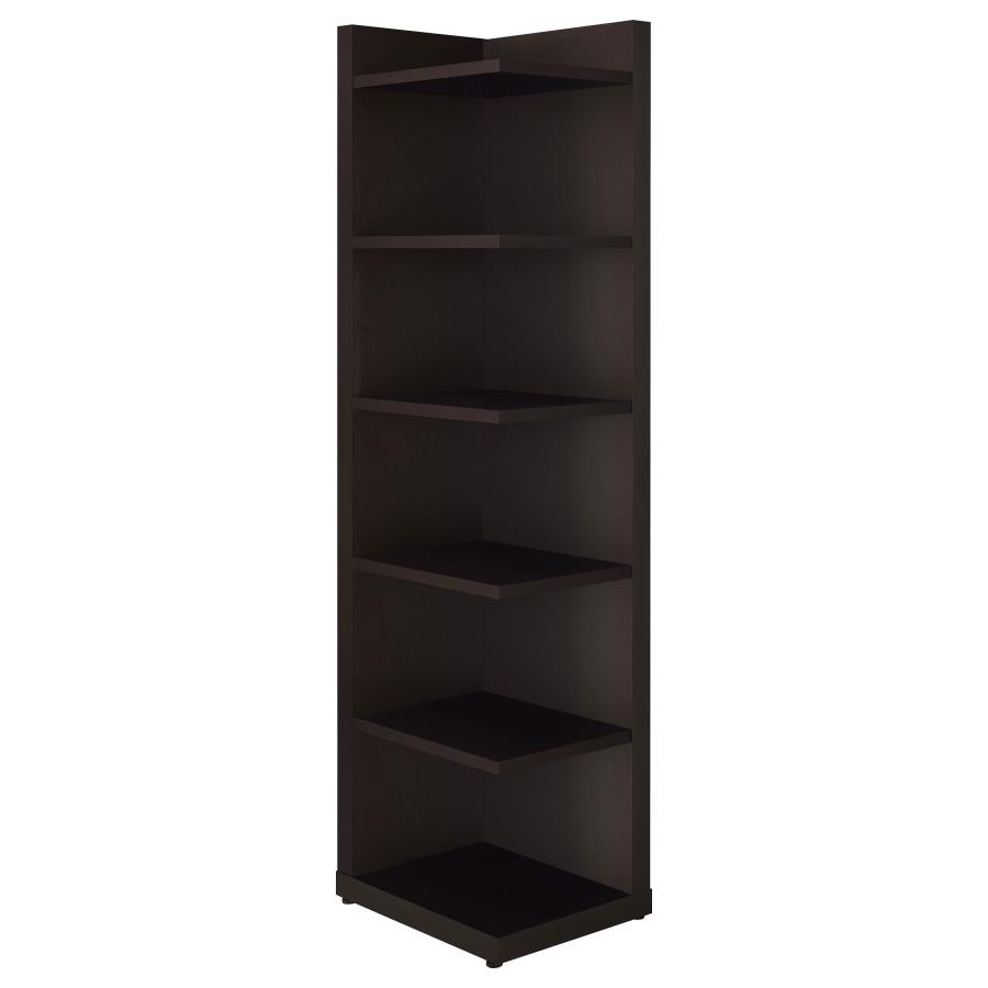 Pinckard Brown Corner Bookcase