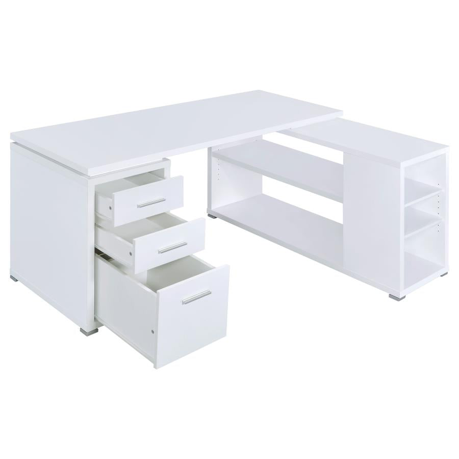 Yvette White L-shape Desk