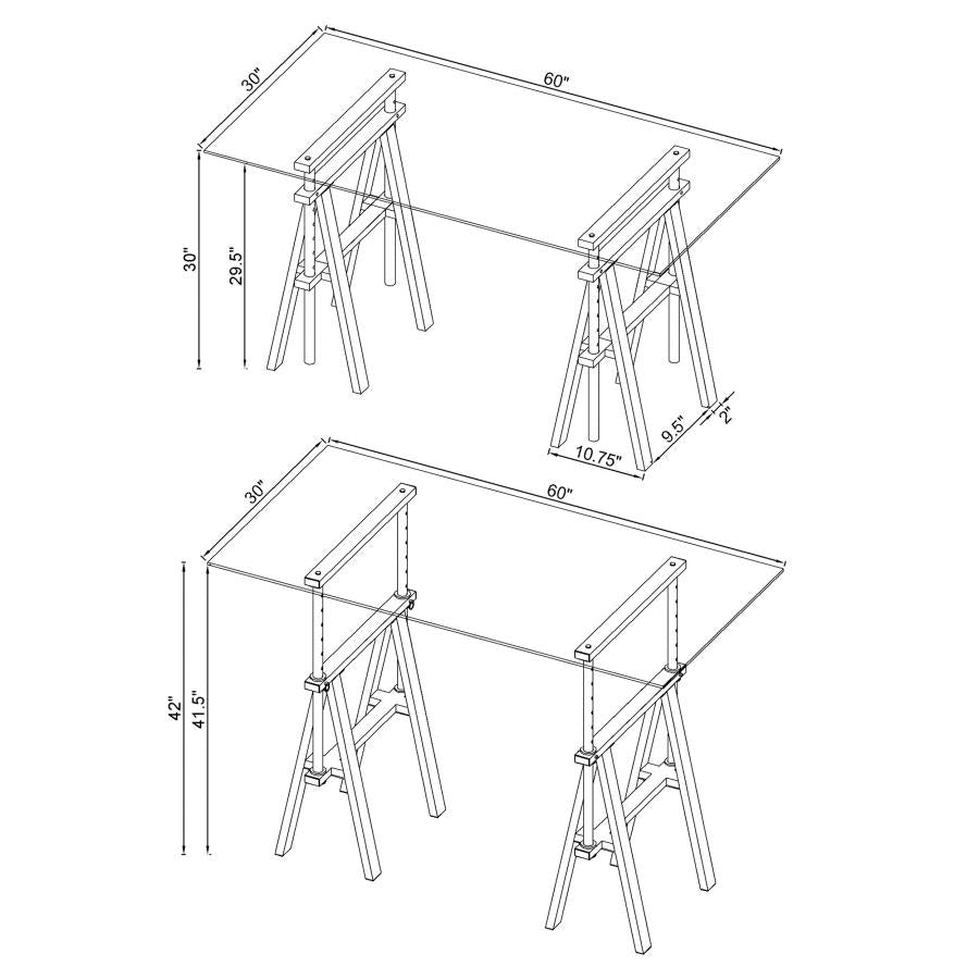 Statham Silver Adjustable Desk