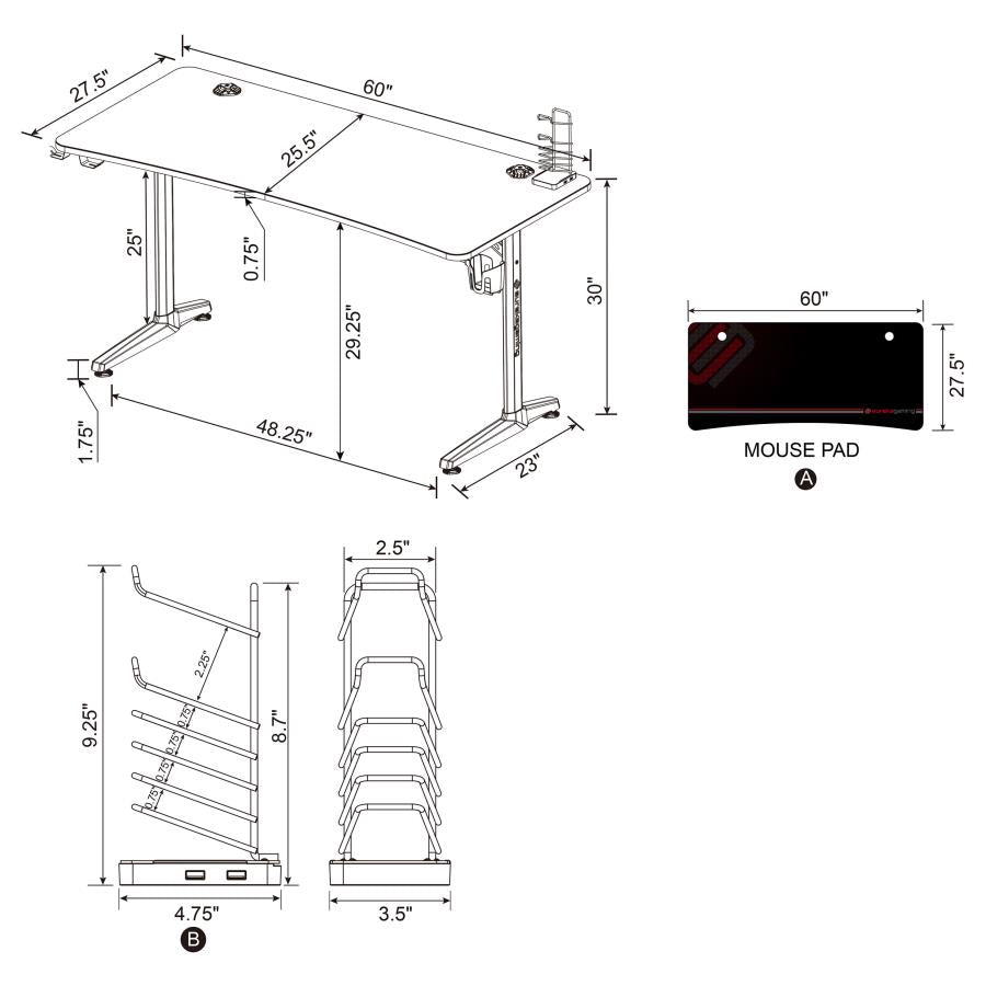 Tarnov Black Gaming Desk