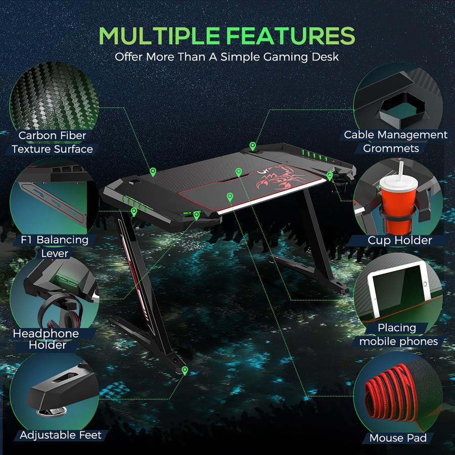 Ardsley Black Gaming Desk